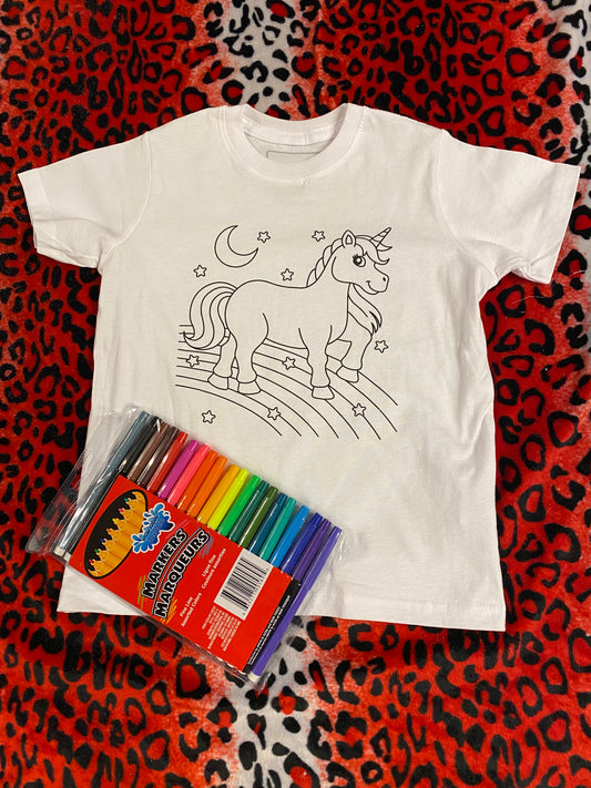 Exit 12 Kids Unicorn T-Shirt with Washable Markers