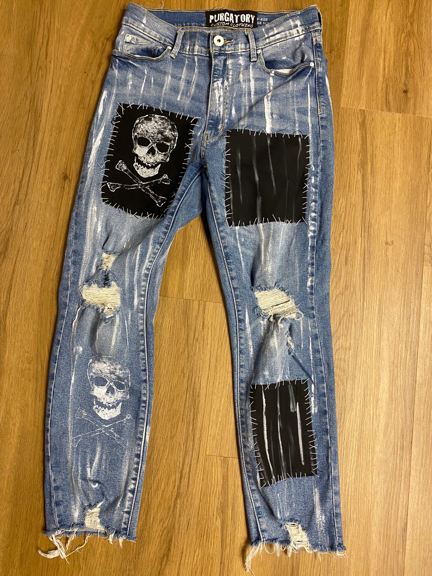 Purgatory Custom Clothing ripped skulls jeans