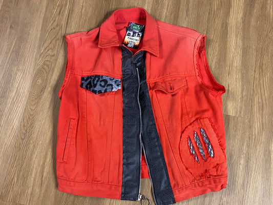 Purgatory Custom Clothing Red Scratch Denim Vest