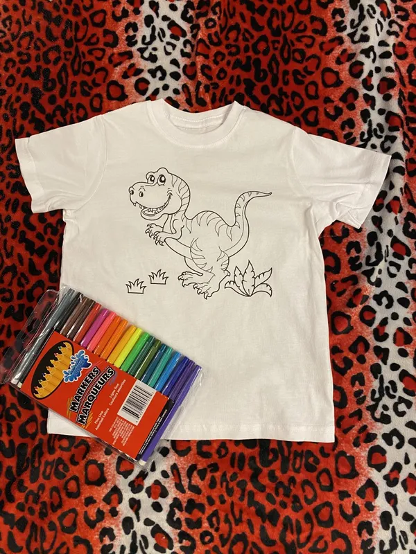 Exit 12 Kids Dinosaur T-Shirt with Washable Markers