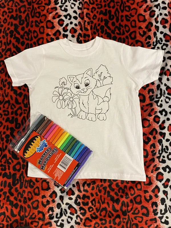 Exit 12 Kids Kitten T-Shirt with Washable Markers
